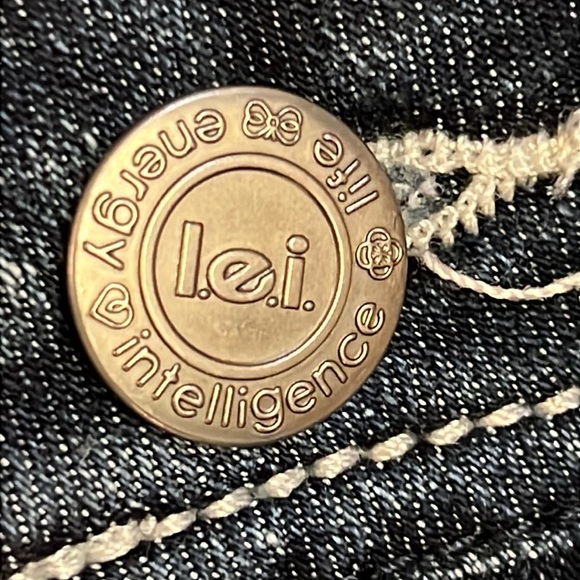 Y2K LEI Sophia Hipster Flare Jean Blue Embroidery Whispered Flap Pockets 13S/29L - Picture 3 of 13